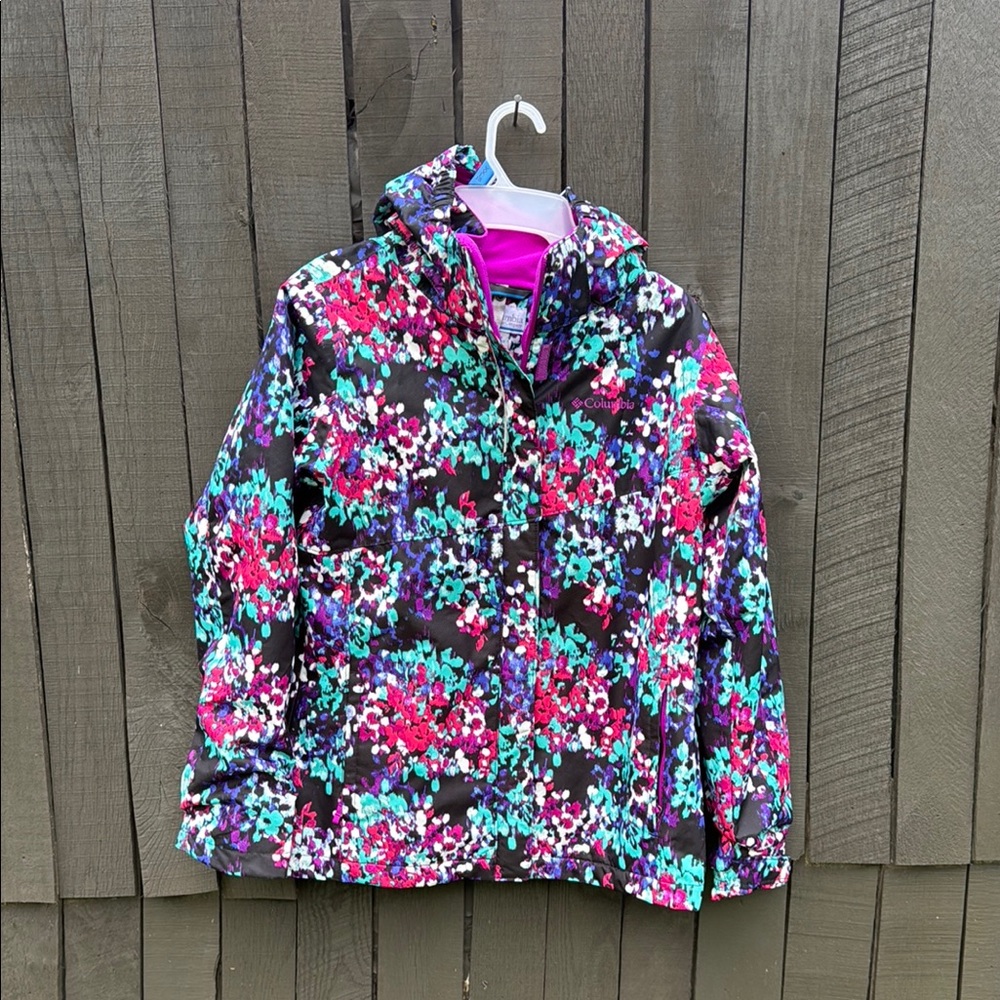 Columbia Pink and Purple Interchange Outer Coat Vibrant Floral Design